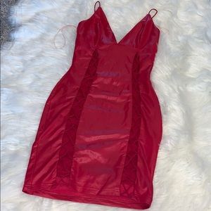 Pink slit mini dress